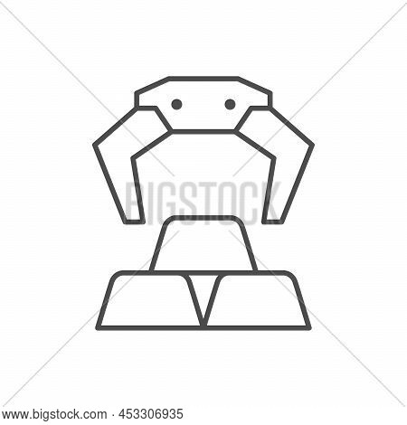 Grab Of Metal Ingot Line Icon Isolated On White