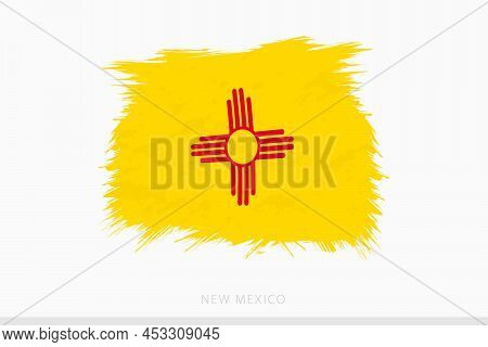 Grunge Flag Of New Mexico, Vector Abstract Grunge Brushed Flag Of New Mexico On Gray Background.