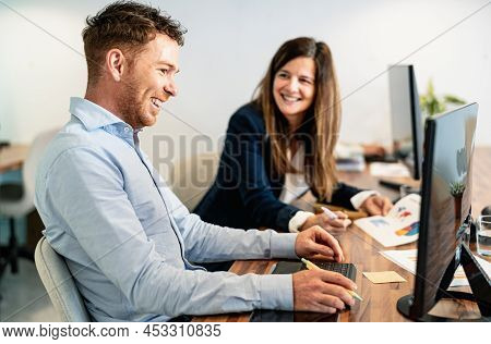 Happy Digital Content Creators Working In Coworking Creative Space