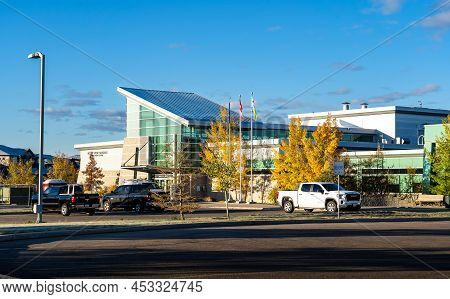 Airdrie Alberta Canada, October 10 2021: The Rocky View School Division Facility Maintenance Buildin