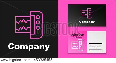 Pink Line Seismograph Icon Isolated On Black Background. Earthquake Analog Seismograph. Logo Design 