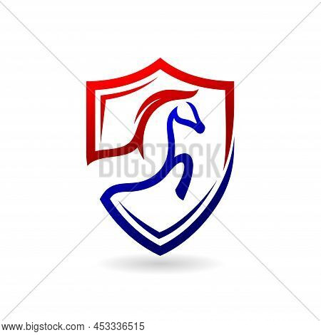 Racing Horse Logo With Shield Concept, Racing Horse Logo