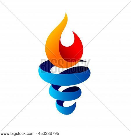 Torch Logo With Ribbon Concept, Torch Logo