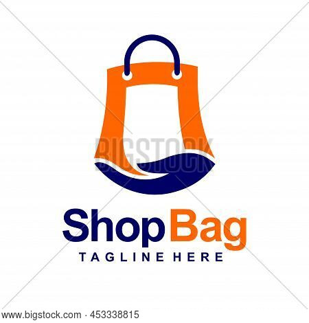 Shop Bag Logo With Hand Concept, Shop Bag Logo