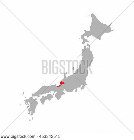 Fukui Prefecture Highlighted On The Map Of Japan
