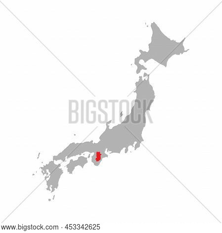 Nara Prefecture Highlighted On The Map Of Japan