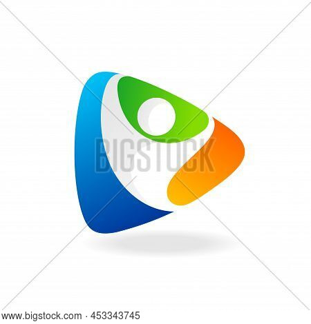 Play Button Logo With People Concept, Play Button Logo