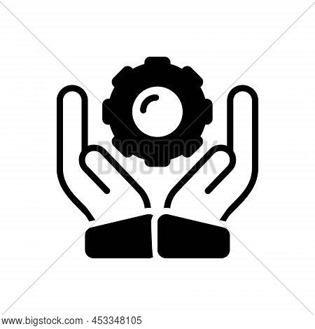 Black Solid Icon For Reliable Protection Well-founded Trustworthy Integrity Upgrade