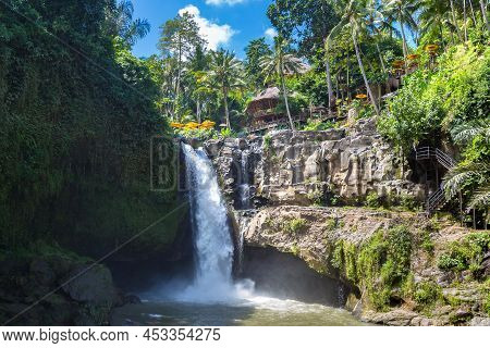 Tegenungan Waterfall On Bali, Indonesia In A Sunny Day