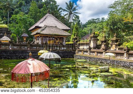 Pool Holy Water In Pura Tirta Empul Temple On Bali, Indonesia