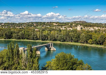 Saint Benezet Bridge In Avignon In A Beautiful Summer Day, France