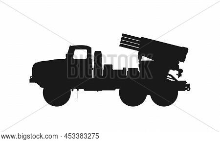 Bm-21 Grad Multiple Launch Rocket System. War, Weapon And Army Symbol. Vector Image For Military Web