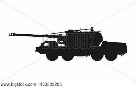 Self Propelled Howitzer Zuzana. Army Artillery System. Isolated Vector Image For Military Concepts