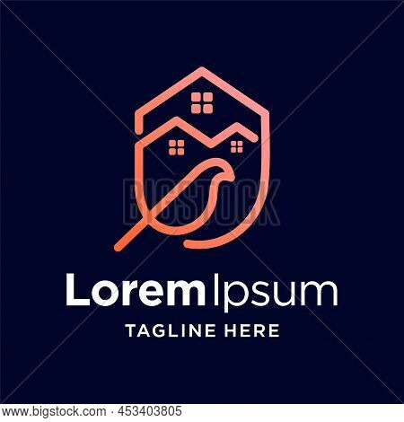 Home Nest Logo With Line Art Concept, Home Nest Logo