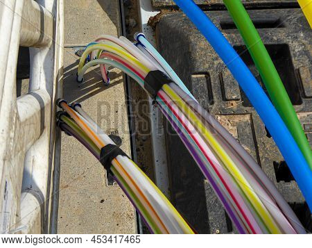 Fiber Optic Cable On A Construction Site For The Provision Of A Fast Internet Connection