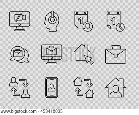 Set Line Project Team Base, Online Working, Time Management, Video Chat Conference, Camera Off Compu