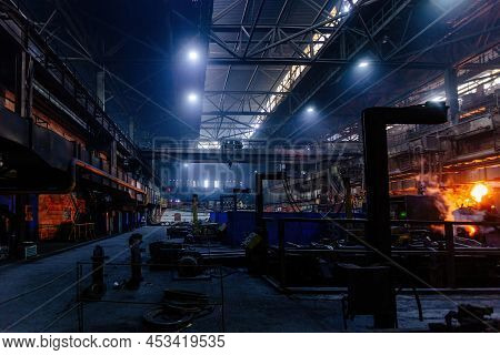 Iron Casting At The Foundry At Metallurgical Factory.