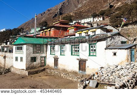 Pangboche Village And Gompa, Monastery In Khumbu Valley, Solukhumbu, Trek To Everest Base Camp, Saga