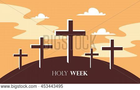 Flat Design Holy Week Concept Logo Vector
