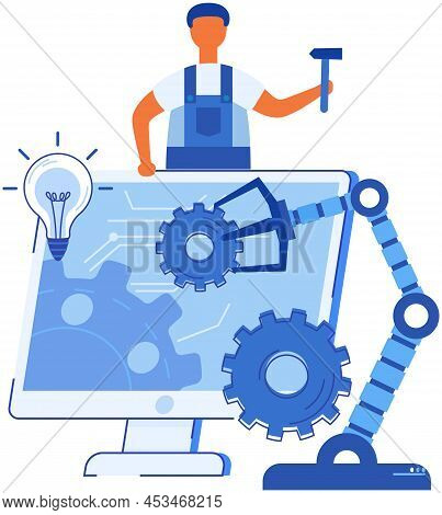 Automation Business Process With Specialist Engineer. Company Strategy. Work Organization. Project M