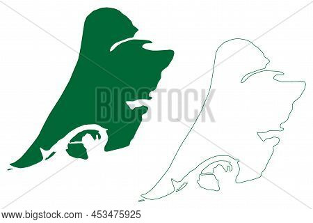 Sedudu Island (republic Of Botswana, Fluvial Island, Chobe River) Map Vector Illustration, Scribble 
