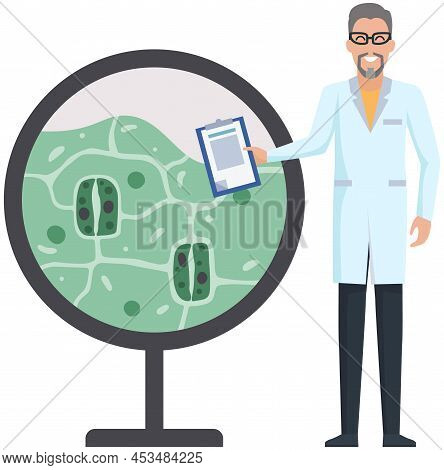 Scientists Make Laboratory Analysis Of Life System And Organisms. Idea Of Education, Botany, Microbi