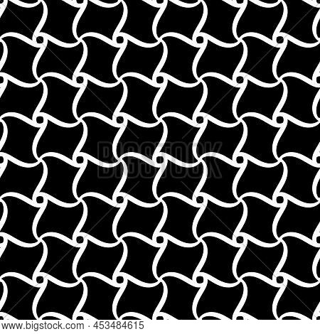 White Squares With Wavy Line On Dlack Background. Fashion Graphic Design. Modern Stylish Texture. Mo