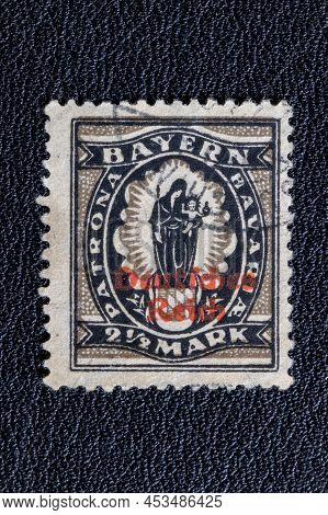 Potsdam, Germany - Apr 20, 2022. Stamp Year 1920 Of The Deutsche Reichspost, Bavarian Definitive Sta