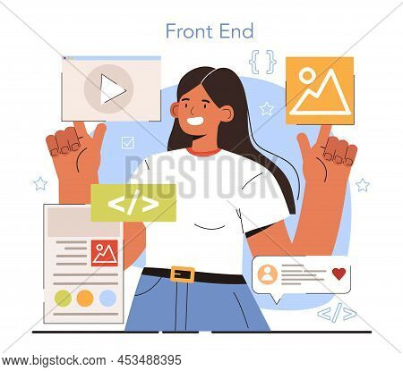 Diverse Women In Ai And Stem Concept. Female Front End Developer