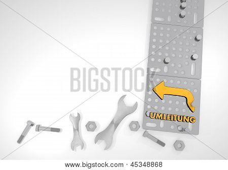 alternativní směrování znak na bílém pozadí mechanické