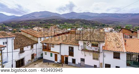 Panoramic Of Houses Next To The Mountain Of The Village Of Caceres, Hervas, Spain.