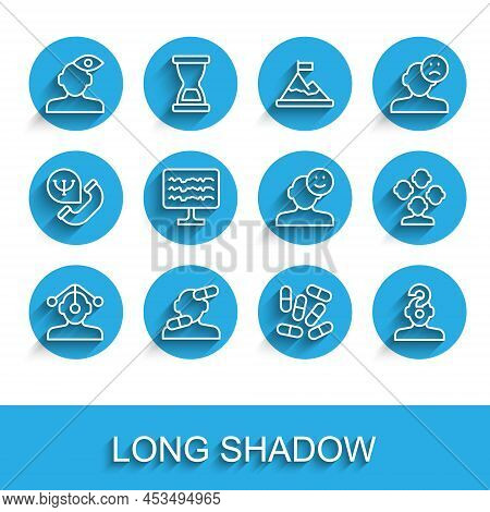 Set Line Hypnosis, Sedative Pills, Solution Problem In Psychology, Medicine Or Tablet, Human With Qu