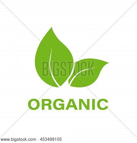 Organic Product Green Leaf Icon. Natural Bio Healthy Eco Food Silhouette Logo. Bio Organic Product S