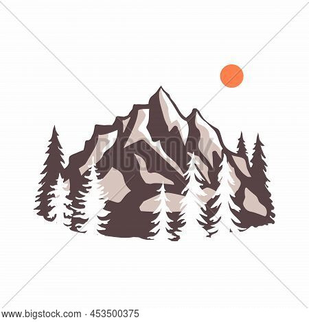 Mountain Outdoor Graphic Print, Design Templates. 
Mountain And Landscape Vector  Vintage Background