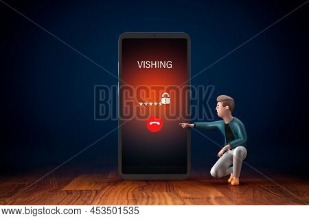 Vishing Call Warning And Alert On Smart Phone Concept. Be Careful Against Vishing Attack By Imposter