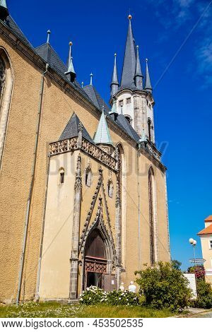 Cheb, Western Bohemia, Czech Republic, 14 August 2021: Gothic Medieval Catholic Church Of St. Nichol