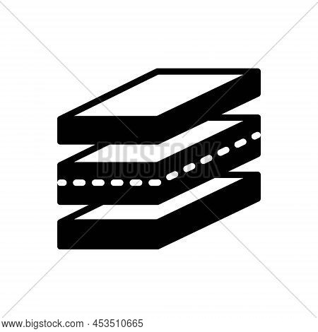 Black Solid Icon For Layers Flake Stratum Lode Coat Absorbent Fabric Face Filter Edges