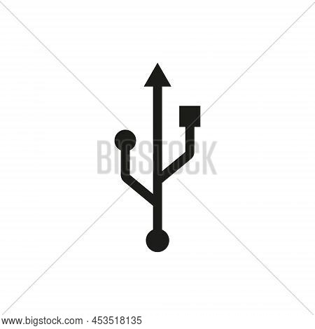 Usb Icon. Usb Symbol. Port For Connection. Data Hub. Plug Connector. Sign Of Computer Cable. Portabl