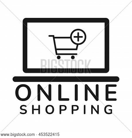 Online Shopping On Laptop Computer Flat Icon For Apps And Websites