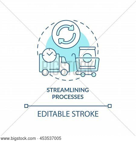 Streamlining Processes Turquoise Concept Icon. Lean Manufacturing Principle Abstract Idea Thin Line 