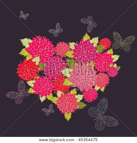 Un cuore di fiori e farfalle