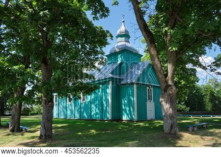 Old  Wooden Church Of St Elijah In Belavichi Village, Ivatsevichi District Brest Region, Belarus.