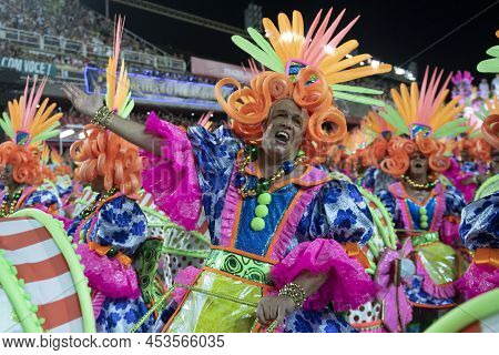Rio, Brazil - April 22, 2022: Samba School Sao Clemente  In The Rio Carnival, Held At The Marques De