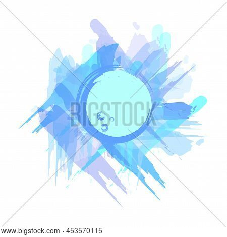Abstract Blue Spot. Design Element. Elegant Design. Watercolor Brush Texture. Vector Illustration. S