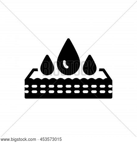 Black Solid Icon For Absorption Soaking Consumption Moisture Droplet Waterproof Humidity Wetness Dam