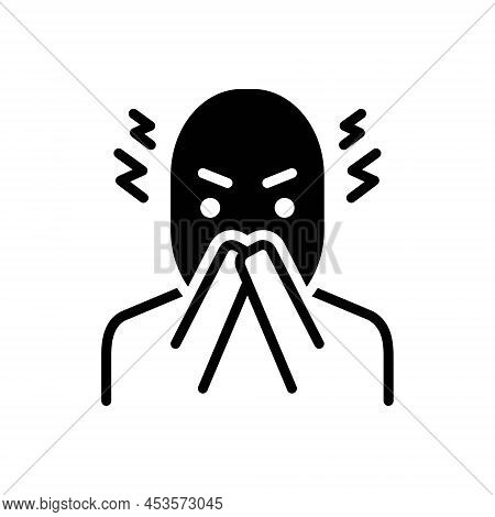 Black Solid Icon For Fears Phobia Ashamed Dread Terror Apprehension Misgiving Anxiety Problem