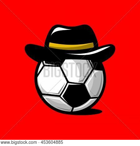 Soccer Ball And Hat Illustration Vector On Red Background