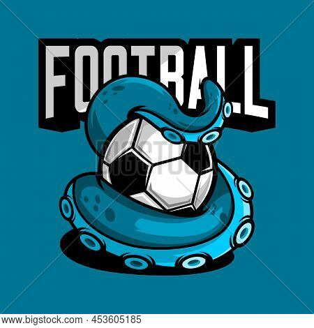 Vector Illustration Of Octopus Wrapped Around A Soccer Ball