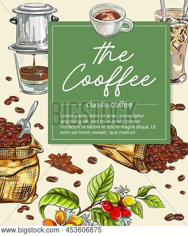Coffee Background With Freehand Drawings That Can Be Used For Menu Books And Cafe Promotions. Can Be