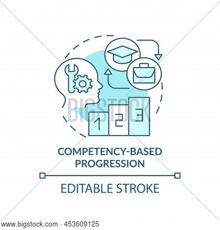 Competency Based Progression Turquoise Concept Icon. Personalized School Learning Abstract Idea Thin